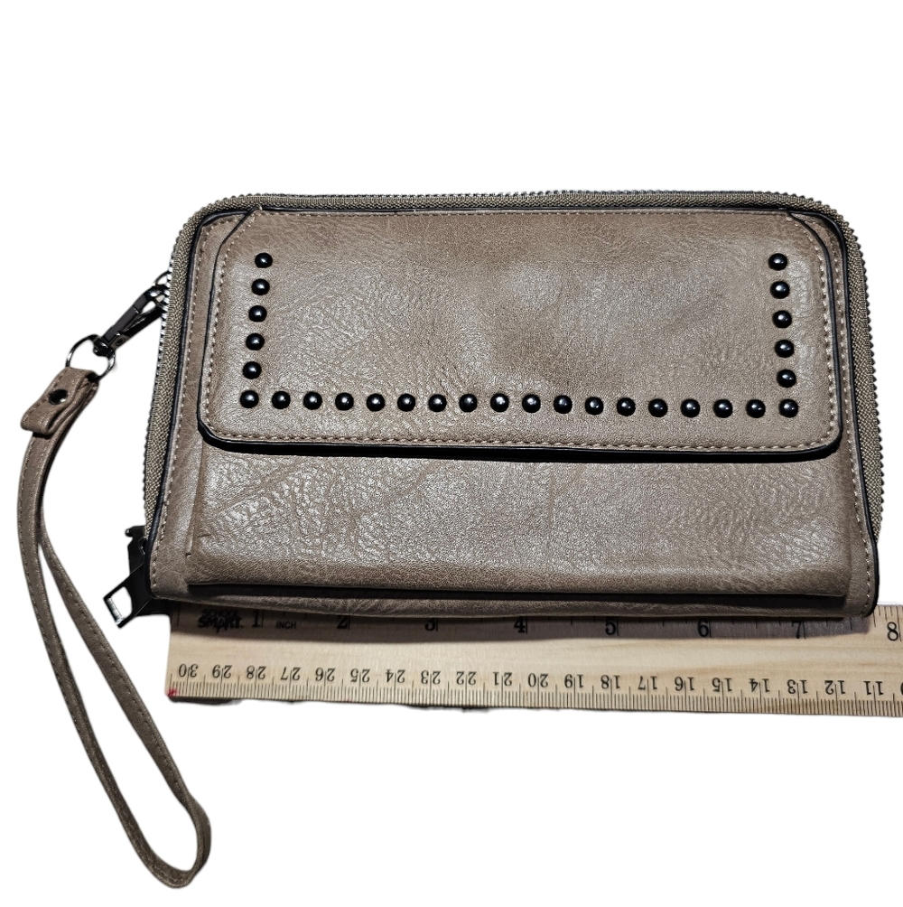 NWT Studded Faux Leather Wristlet Wallet Phone Clutch (no price tag, last pic)